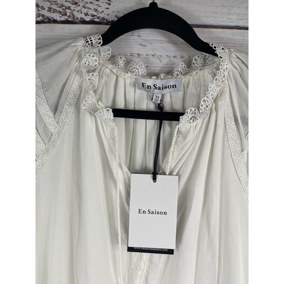 En Saison Dress Women's Extra Small White Boho Lace Maxi Tiered Peasant NWT XS - Picture 3 of 7